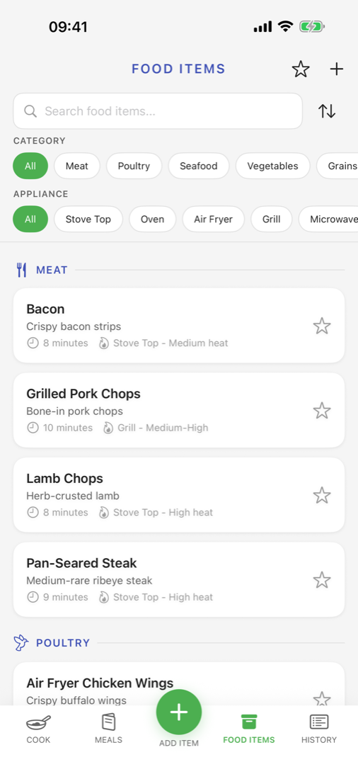 Food items library